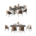 Modern Square Dining Table Set With Chairs And Decorative Centerpiece For Dining Room 3d model