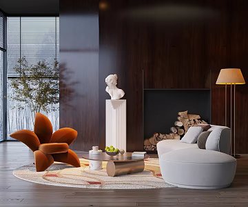 Middle-ancient style single person sofa coffee table combination leisure chair leisure sofa negotiation table and chair petal chair special-shaped chair 3d model