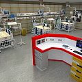 Modern Neonatal Care Unit Interior With Multiple Cribs Medical Equipment And Nurse Station