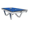 Stylish Blue Felt Pool Table With White Frame Billiard Balls And Cue Stick
