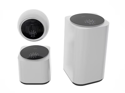 White And Black Modern Washing Machines With Control Panel And Compact Sizes 3d model