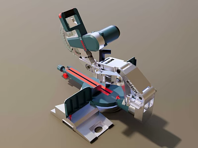 Industrial Miter Saw Electric Power Tool With Precision Cutting Metal Workbench 3d model