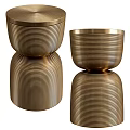 Elegant Modern Golden Metal Side Table Featuring Vertical Stripes Decorative Design 3d model