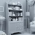 Stylish Blue Bookcase With Red Yellow Drawers Books Plant And Photo Frame