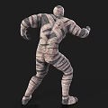 Mummy Game Movie Character With Tattered Bandages Scary Expression And Stretching Arms