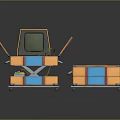 Retro Computer System With Orange Case CRT Monitor And Modular Accessory Case Design