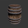 Household Wooden Barrel with Metal Hoops and Rustic Design for Home Decor