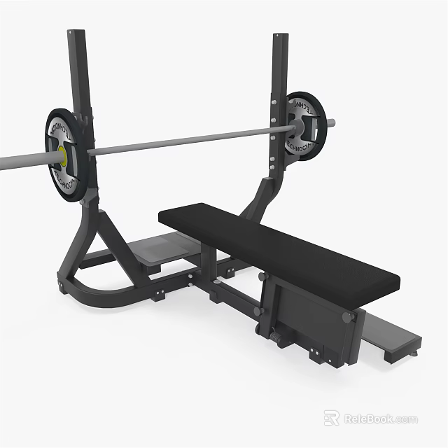 Sports Equipment Barbell Bench Press With Sturdy Steel Frame And Adjustable Seat 3d model 