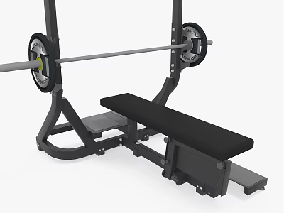 Sports Equipment Barbell Bench Press With Sturdy Steel Frame And Adjustable Seat 3d model