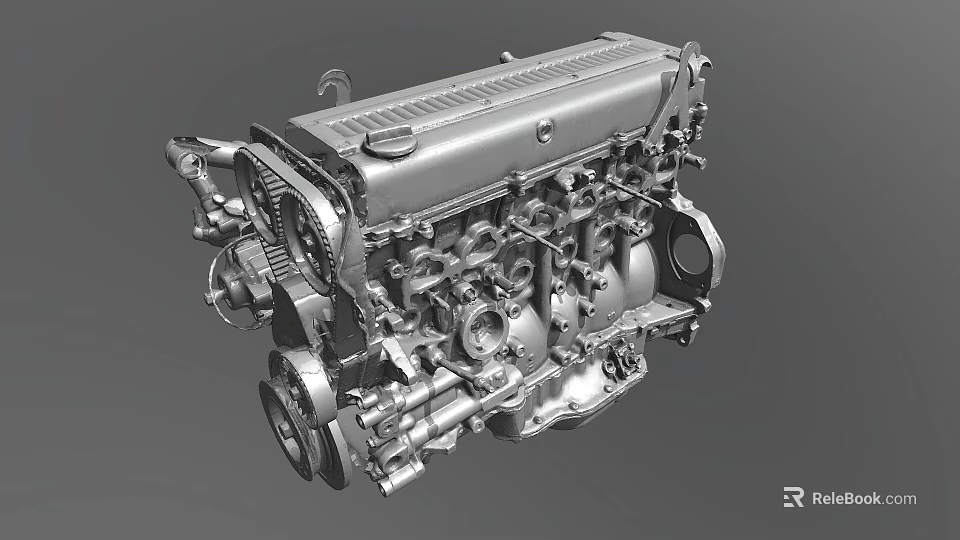 Detailed Automotive Engine With Cylinder Head Piston And Mechanical Components 3d model 