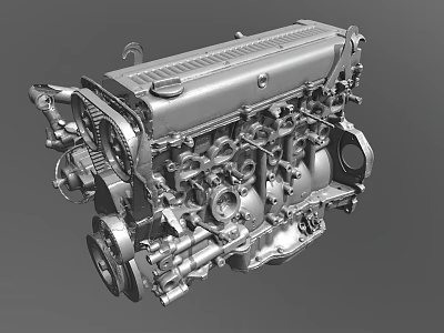 Detailed Automotive Engine With Cylinder Head Piston And Mechanical Components 3d model