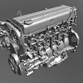 Detailed Automotive Engine With Cylinder Head Piston And Mechanical Components