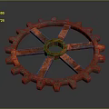 Industrial Metal Gear Hardware Tool With Red Blue Finish And Mechanical Structure