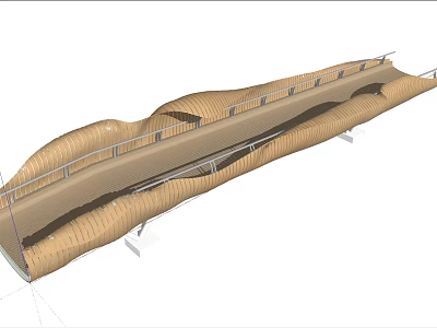 Modern Wavy Bridge Design With Curved Railings And Architectural Structure 3d model