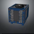Blue Industrial Equipment Cabinet With Circular Control Panel On Top Side Interface Slots And Indicators 3d model