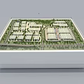 Modern Sales Office Building Model With Residential Complex Greenery And Roads