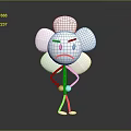 White Anthropomorphic Flower With Frowning Face Arms Legs And Hands On Hips Standing Dark Background