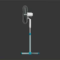 Modern Pedestal Air Cooler Fan With Blue Stand Transparent Blades And Brand Logo
