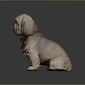 Shih Tzu Statue Sitting With Red Bow Tie On Smooth Surface And Dark Background