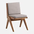 Elegant Modern Leisure Chair With Wooden Frame And Gray Fabric Cushion