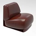 Brown Leather Single Sofa with Modern Curved Design and Sleek Appearance 3d model