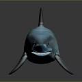 Blue Shark With Metallic Shiny Surface On Grey Gradient Background Showing Reflection 3d model