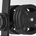 Black Dumbbell Rack With Stacked Weight Plates And Multiple Dumbbells For Fitness Gym Equipment