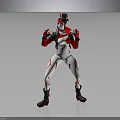 Anime 3D Character In Red White Tight Bodysuit With Headgear Black Boots And Action Pose
