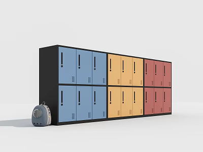 Colorful Metal Storage Lockers With Multiple Compartments And Modern Design 3d model