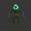 Horned Demon 3D Character Model With Muscular Body Sharp Claws And Red Skin
