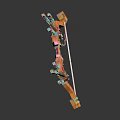 Colorful Bow Weapon With Geometric Shapes And Vibrant Orange Pink Blue Parts