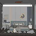 Cozy Kids Room Interior With Moon Wall Decor Rabbit Ceiling Light And Plush Toys