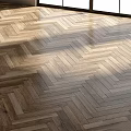Herringbone Pattern Wooden Flooring With Natural Light Shadows And Texture 3d model