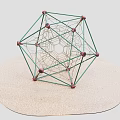 Geometric Climbing Playground Equipment With Green Frame Red Nodes And Circular Soft Base
