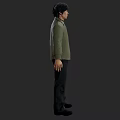 Man In Green Jacket And Black Pants Standing Against Gray Background 3d model