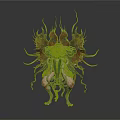 Creature with Organs and Hair Featuring Multiple Tentacles Complex Structures and Grotesque Form