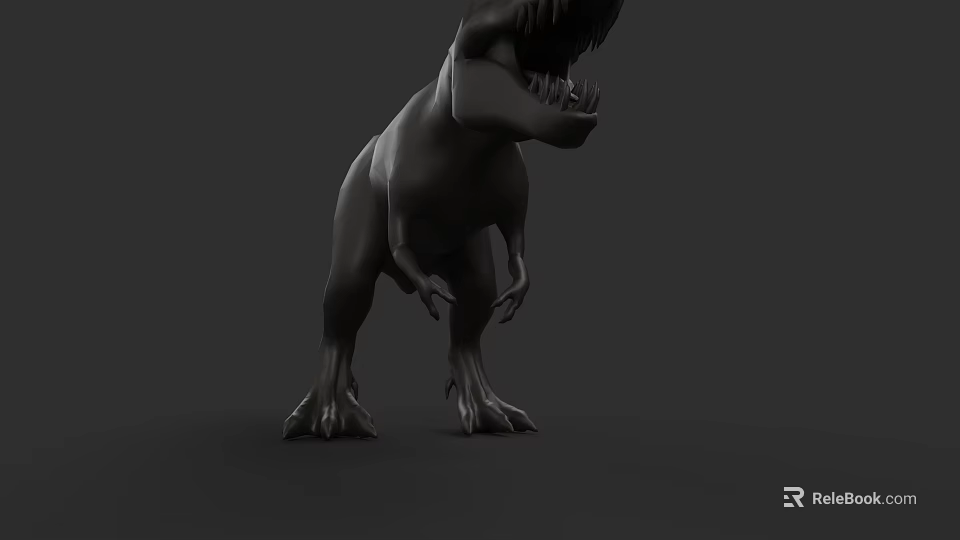 Realistic Reptile Dinosaur 3D Model With Standing Posture And Open Mouth 3d model 