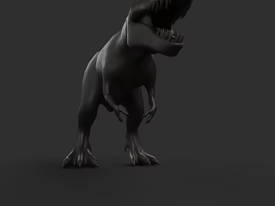 Realistic Reptile Dinosaur 3D Model With Standing Posture And Open Mouth 3d model