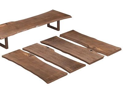 Natural Stone And Wood Planks For Home Furniture Tabletop Surfaces 3d model