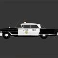 Vintage State Police Car With Black And White Design And Roof Light