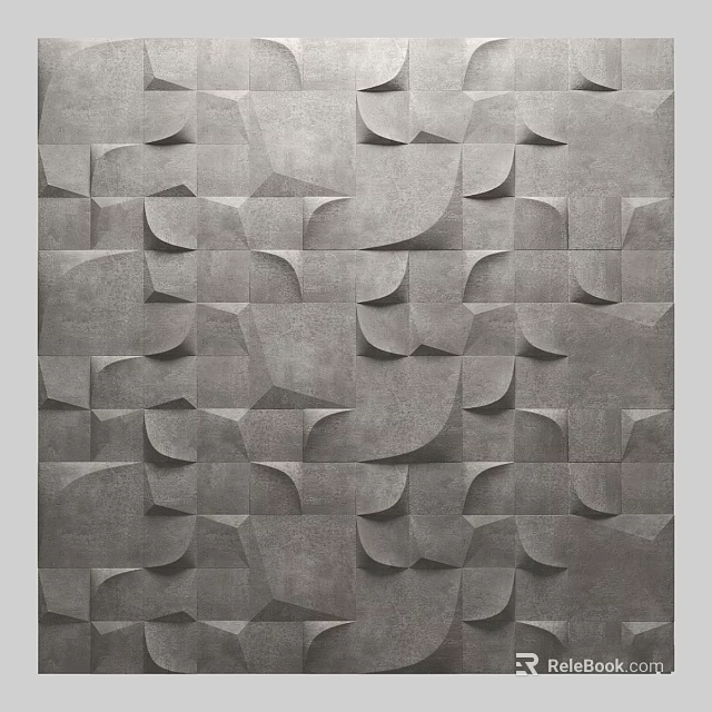 Modern Gray Wall Components With Geometric Patterns And 3D Textured Design 3d model 