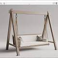 Modern Wooden Frame Swing Chair With White Cushion And Soft Pillows