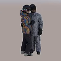 Two People Wearing Helmets And Ski Suits Standing Together For Winter Sports