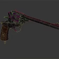 Old Revolver With Wooden Grip And Rusty Metal Parts Isolated On Dark Background