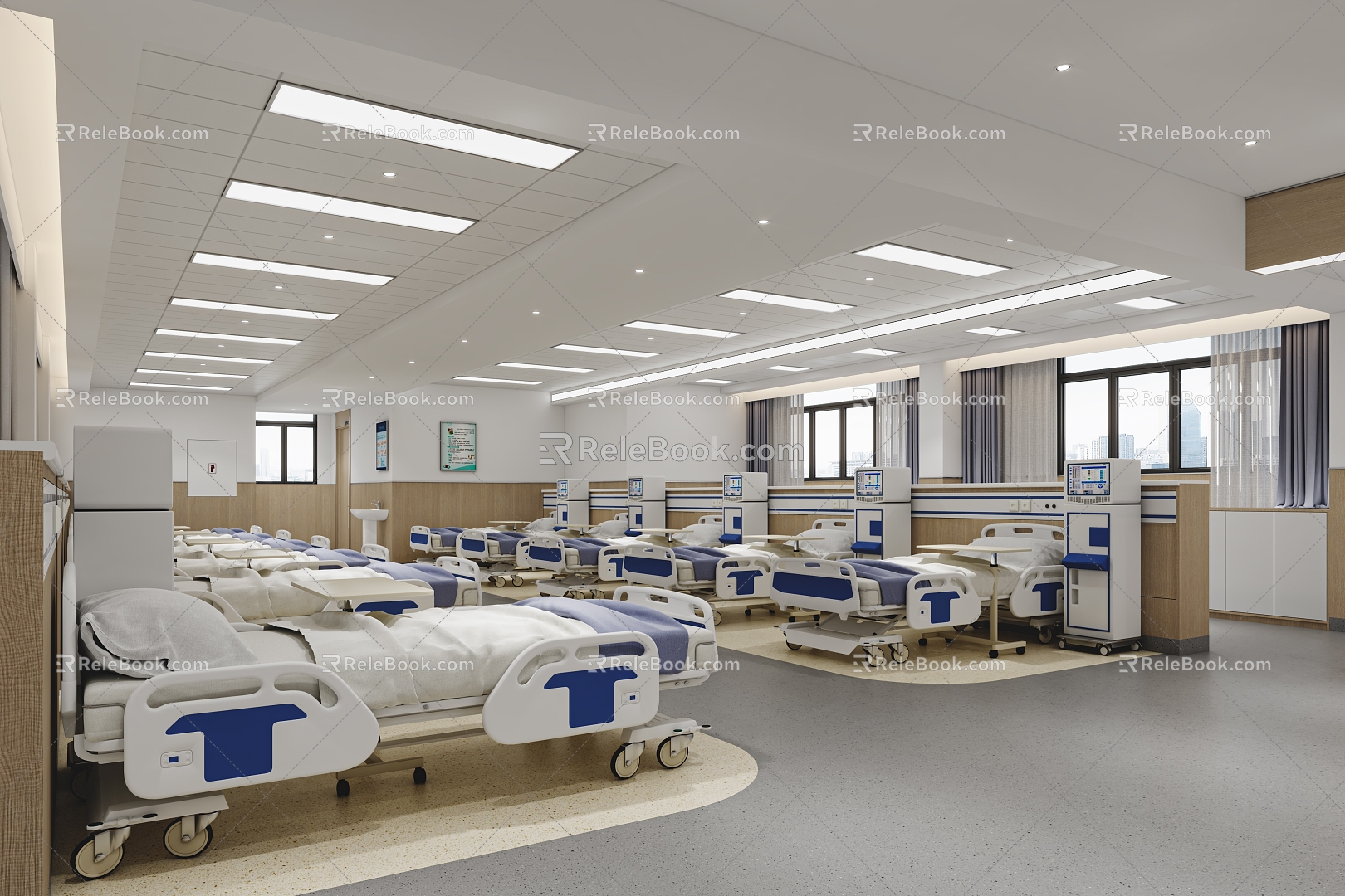 Modern ward Medical ward Treatment area 3d model