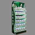 Green Retail Display Shelf With Multiple Tiers For Product Storage In Stores