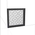 Lattice Window Panel With Gray Frame And Intricate Carved Design For Architectural Decoration