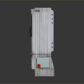Computer Server Cabinet With Silver Metal Double Doors Glass Window Warning Signs And Bottom Fan