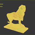 Bronze Standing Lion Statue With Open Mouth And Square Wooden Base