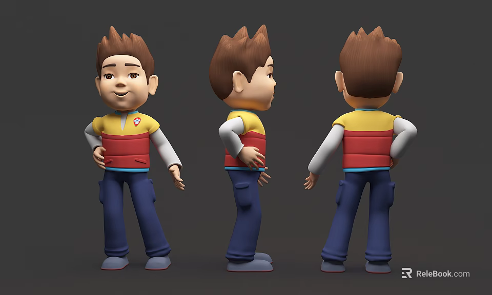 Cartoon Boy Decorative Figurine Set With Colorful Outfit And Multiple Angles 3d model 